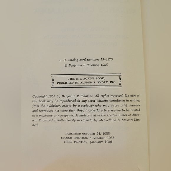 Three Years With Grant By  & Benjamin P Thomas (1956) HC.DJ. 3rd Edition. Ex-Lib - Picture 6 of 8